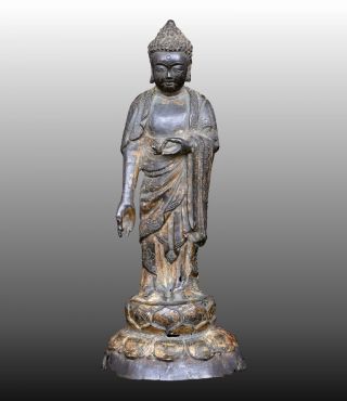 Buddha China Gilded Copper 13th - 14th Century Yuan Dynasty (1279 - photo