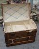 Rare Antique French Goyard Leather,  Brass,  Wood & Wicker Domed Trunk 1800-1899 photo 11
