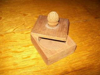 Antique Primitive Carved Wood Acorn Top Treen Box - Pocket Watch Box? photo