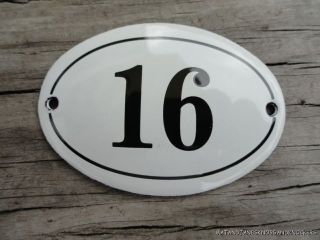 Small Antique Style Enamel Door Number 16 Sign Plaque House Number Furnituresign photo