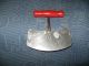 Vintage Primitive Stainless Steel Two Blade Red Wooden Handled Kitchen Chopper Primitives photo 1