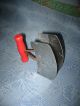 Vintage Primitive Stainless Steel Two Blade Red Wooden Handled Kitchen Chopper Primitives photo 2