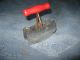 Vintage Primitive Stainless Steel Two Blade Red Wooden Handled Kitchen Chopper Primitives photo 5