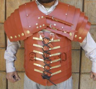 Brown Leather Roman Lorica Segmentata Collectible Roman Armor Lorica Costume photo