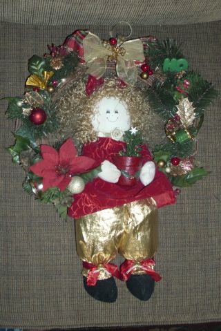 Little Girl Christmas Wreath Decoration For Display Or Door W/toys Ornaments photo