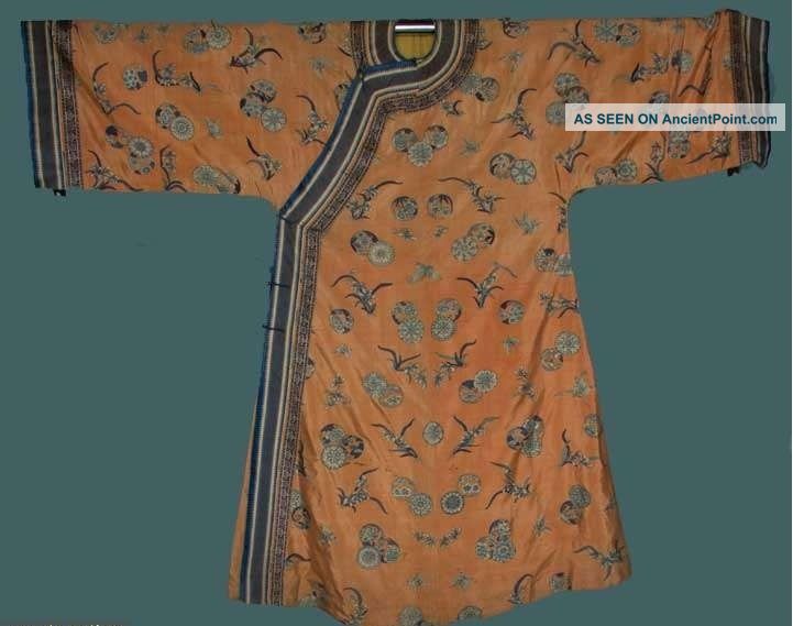 Orange Silk Kossu Semi Formal Robe,  China,  19th C Robes & Textiles photo