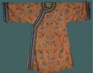 Orange Silk Kossu Semi Formal Robe,  China,  19th C photo