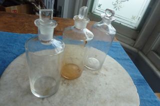 Set Of 3 Antique/vintage Chemist ' S Jars/bottles photo
