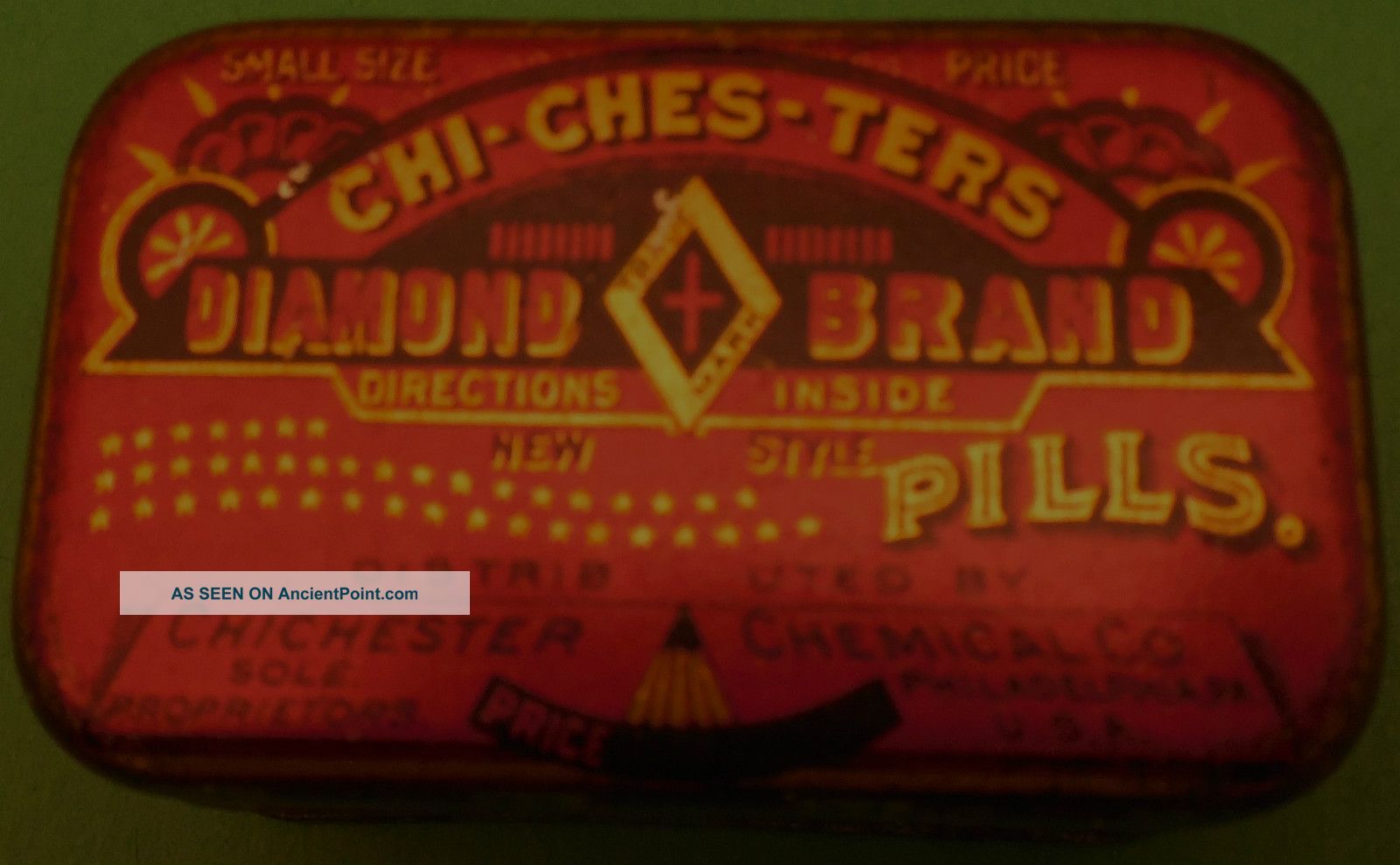 1900 ' S Chi - Ches - Ters Pill Tin Graphics Great + Curl Of Blonde Hair Other photo