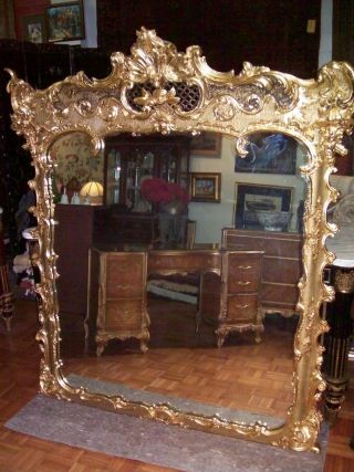 Important Massive 19th Century Victorian Mirror With An Incredible Frame Look photo