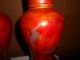 Pair Of Japanese Red Metal Vases W/crane Design Vases photo 1