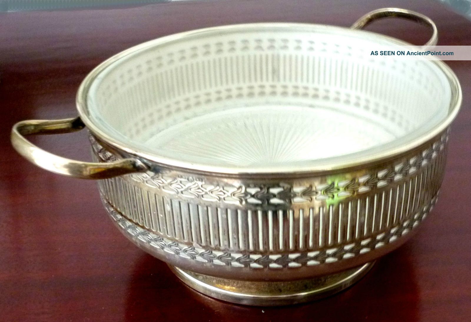 Edwardian Period Silver Plate And Cast Glass Fruit Bowl,  Circa 1910. Other photo