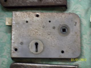 Early Reclaimed Metal Rim Lock/latch Stripped Of Paint Rl63 photo