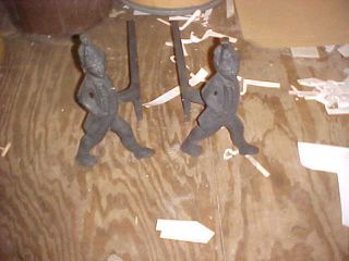 Vintage Cast Iron Hessian Soldier Andirons photo