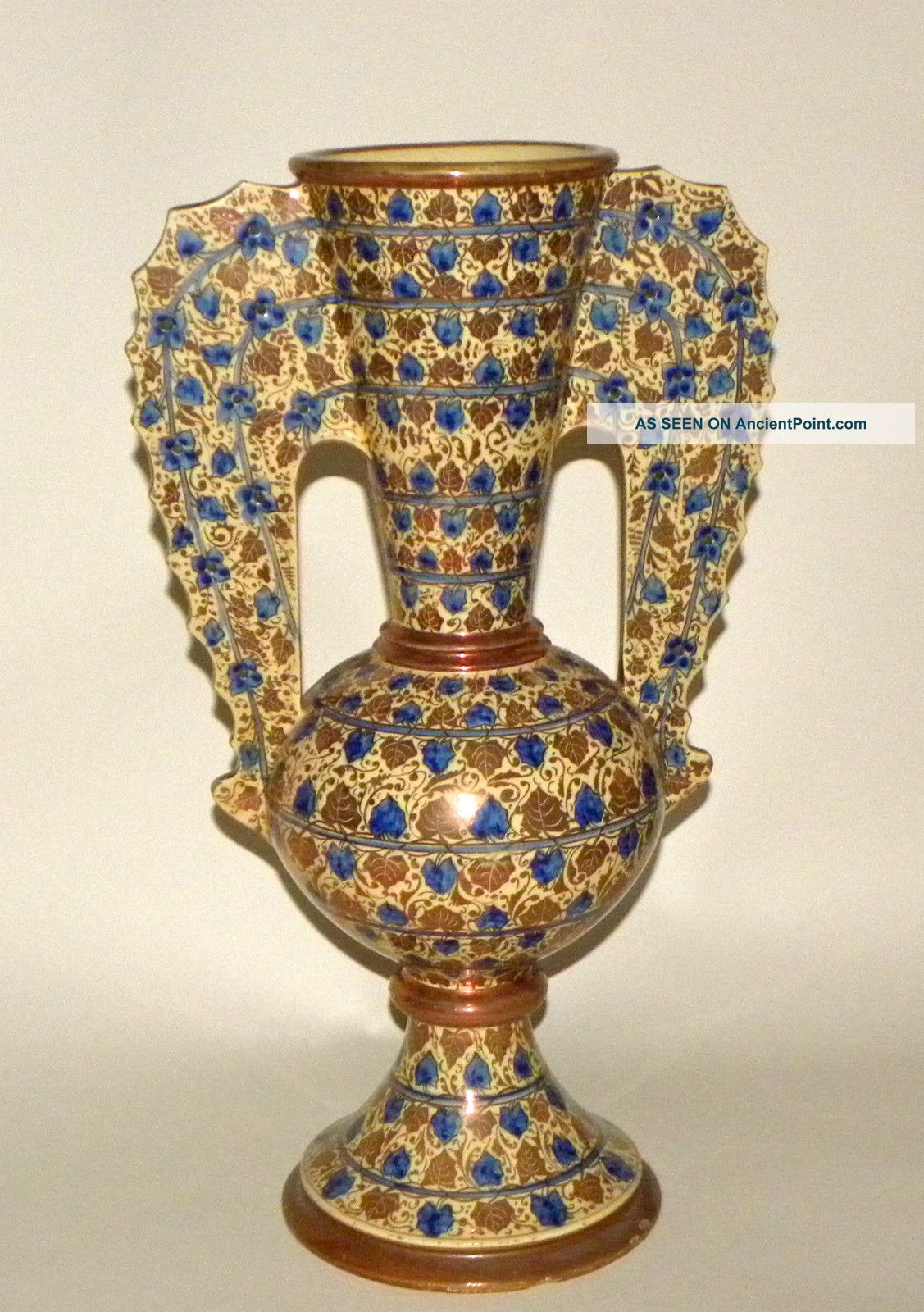Antique Spanish Hispano - Moresque Lustre Ware Ceramic Pottery Alhambra Vase 19th Vases photo