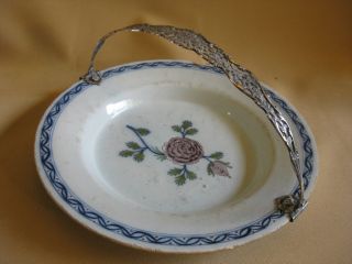 18th Century Dutch Delft Plate With Silver Handle photo
