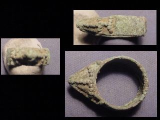 Rare Roman Bronze Weapon Ring Circa 100 - 400 A.  D. photo