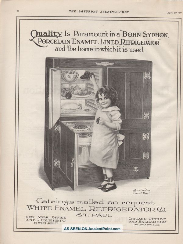 Fa 1911 Bohn Syphon Porcelain Enamel Refrigerator Ice Box Kitchen Decor St.  Paul Ice Boxes photo