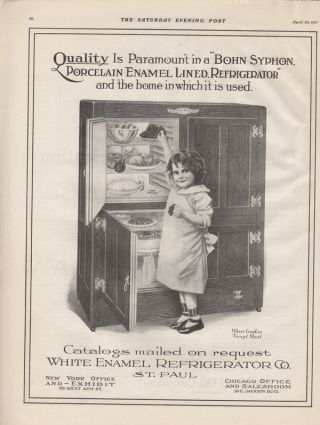 Fa 1911 Bohn Syphon Porcelain Enamel Refrigerator Ice Box Kitchen Decor St.  Paul photo