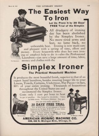 Fa 1913 Simplex Ironer Laundry Clothing Roller Machine Mechanical Work Appliance photo