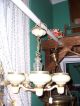 Vintage Chandelier 5 Glass & Brass Shades,  21 