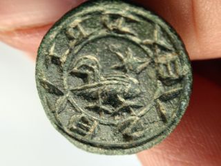 Very Rare Condition Early Medieval Bronze Seal 12/13th Century Ad. photo