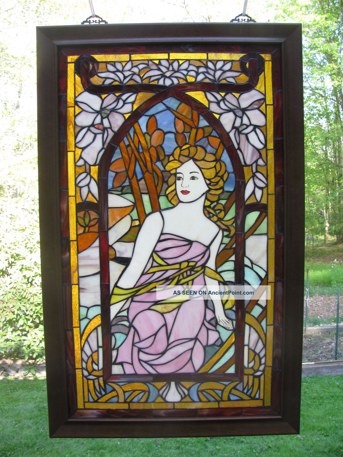 Alphonse Mucha Morning Art,  Stained Glass Window Panel 1940-Now photo