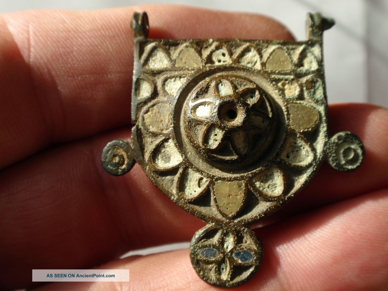 Very Rare Roman Bronze Enameled Chatelaine Brooch 1/2nd Cent Ad With Pin. Roman photo