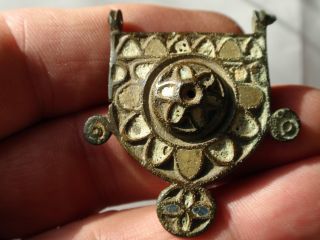 Very Rare Roman Bronze Enameled Chatelaine Brooch 1/2nd Cent Ad With Pin. photo