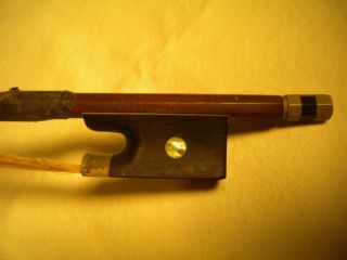 Old/antique Violin Bow Nickel Silver Mounted Frog 4/4 Branded Sivori C.  1930 photo