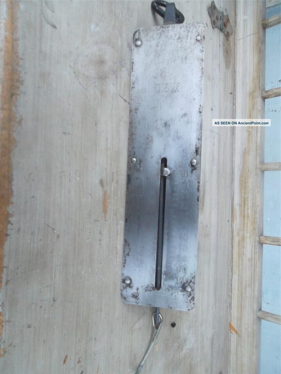 Vintage Hanging Steel Deteco Scale Made In Ny Usa 100 Lbs.  Hunting/ Deer/ Farm Scales photo