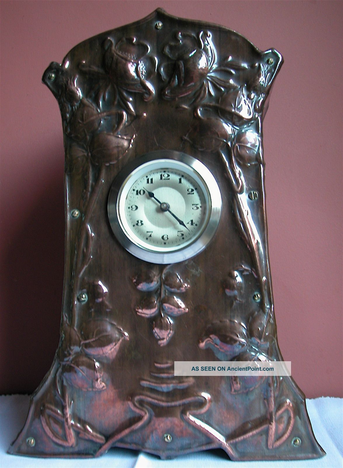 Arts & Crafts Hammered Copper Mantle Clock C 1910 Arts & Crafts Movement photo