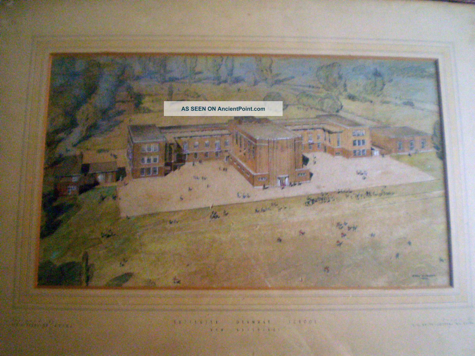 Important Architects Watercolour Perspective Drawing A Llc School Art Deco photo