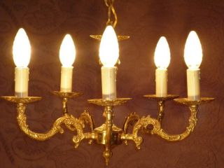 Elaborate Vintage French Rococo Five Light Chandelier In Bronze photo