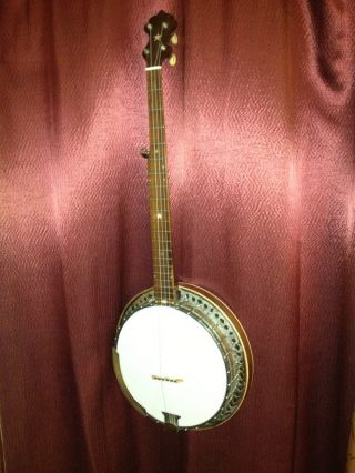 Antique S.  S.  Stewart 5 String Banjo Neck C.  1880 W/added Resonator, photo