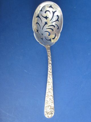 S Kirk & Son Sterling Silver Pierced Large Serving Spoon Flowers photo