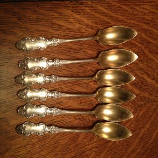 Vintage Silverplate 6 Ornate Fruit Spoons Rogers 1920s photo