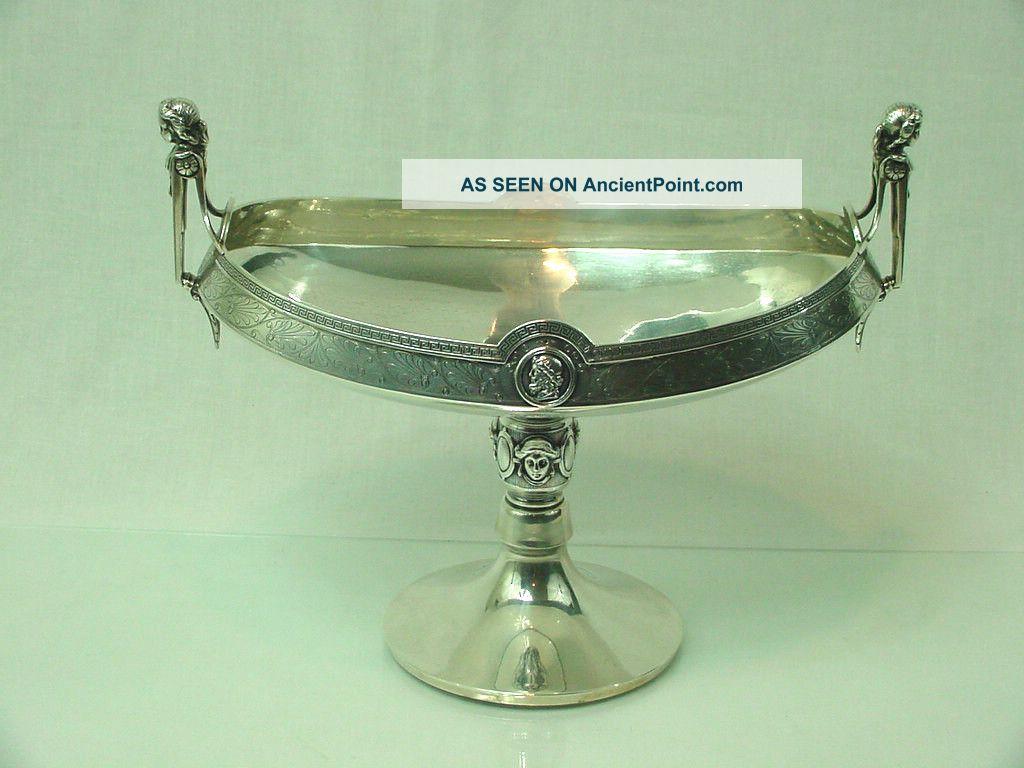 Gorham Sterling Silver Medallion Figural Large Center Piece Fruit Bowl Antique Bowls photo