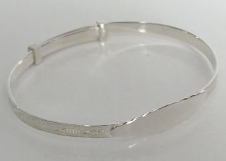 Solid Sterling Silver C.  1970 ' S 925 Hm Expanding Name Bracelet Bangle Exc Cond photo