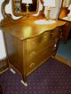 Antique Oak Dresser,  Bureau With Beveled Mirror Ornate Carvings,  Refinished Usa 1900-1950 photo 1