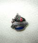 Vntg Antique Fancy Silver.  800 Watch Fob Coral Cabs Lge Blue Stone Seal Art Deco Silver Alloys (.800-.899) photo 1