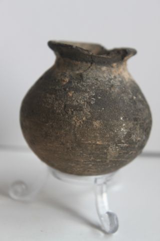 Early Small Grey Ancient British Roman Pottery Vase 1st Century Bc/ Ad photo