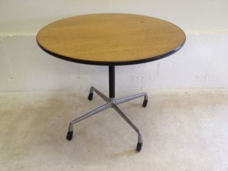 Herman Miller Aluminum Group Oak Top Round Dining/office Table - 1960 ' S photo