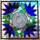 Stained Glass Window Panel Art Nouveau Vintage Plate 1900-1940 photo 3