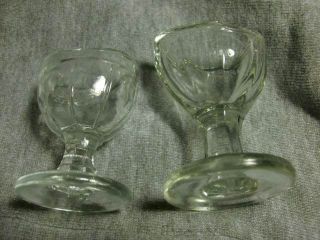 2 Glass Antique Vintage Medical Eye Cups Eye Cleaning Cups Sgn Wt W T Usa Ribbed photo