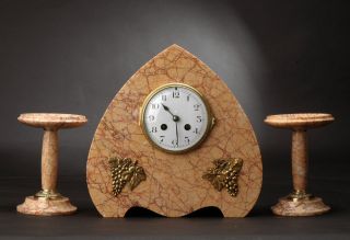 A Fantastically Marble & Bronze French Art Deco Clock Ca.  1895 - 1900 photo