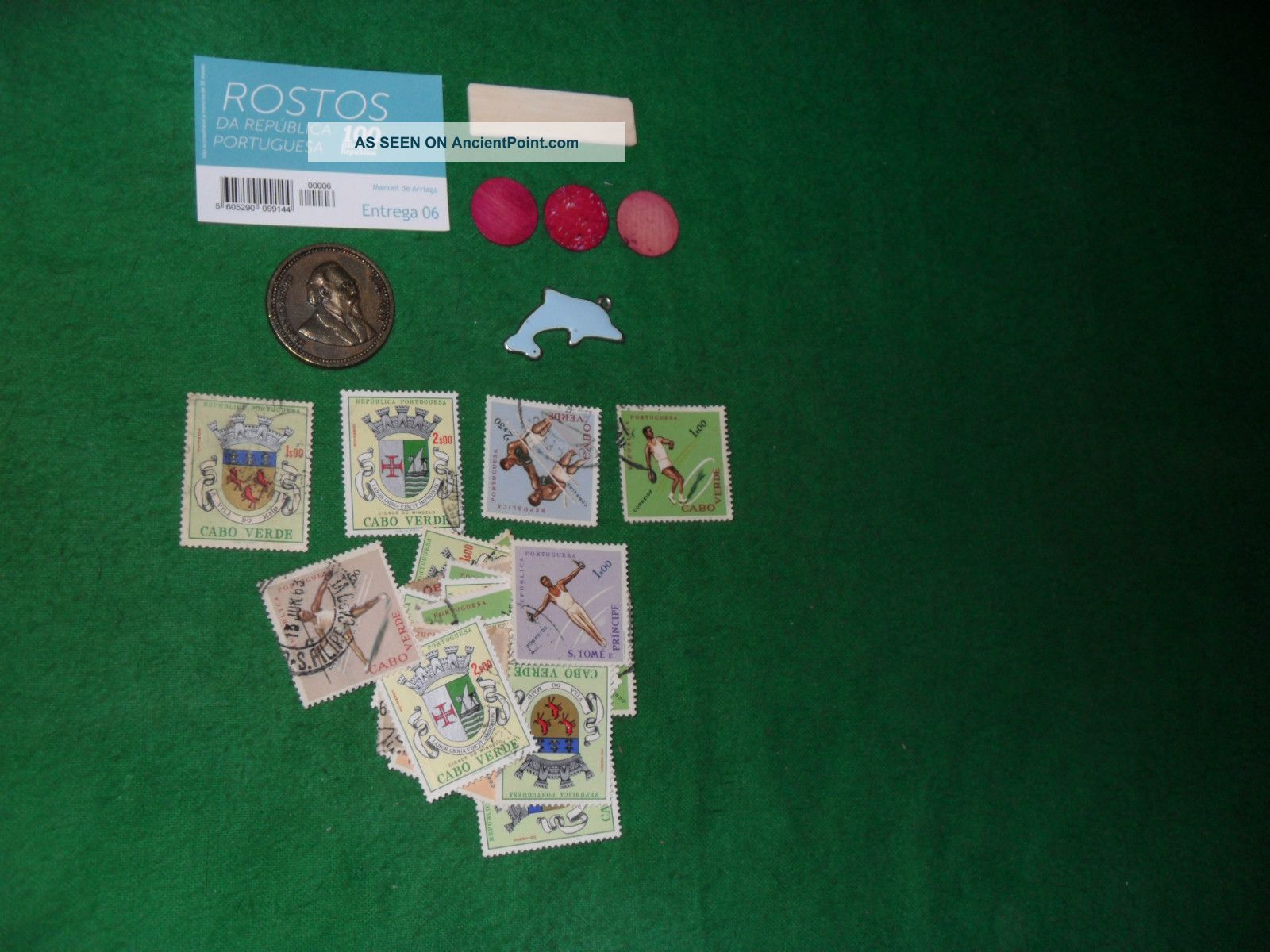 Game Chips Ox Bone - Seals Cape Verde - Medal - Dolphin Enamel Metal Other photo