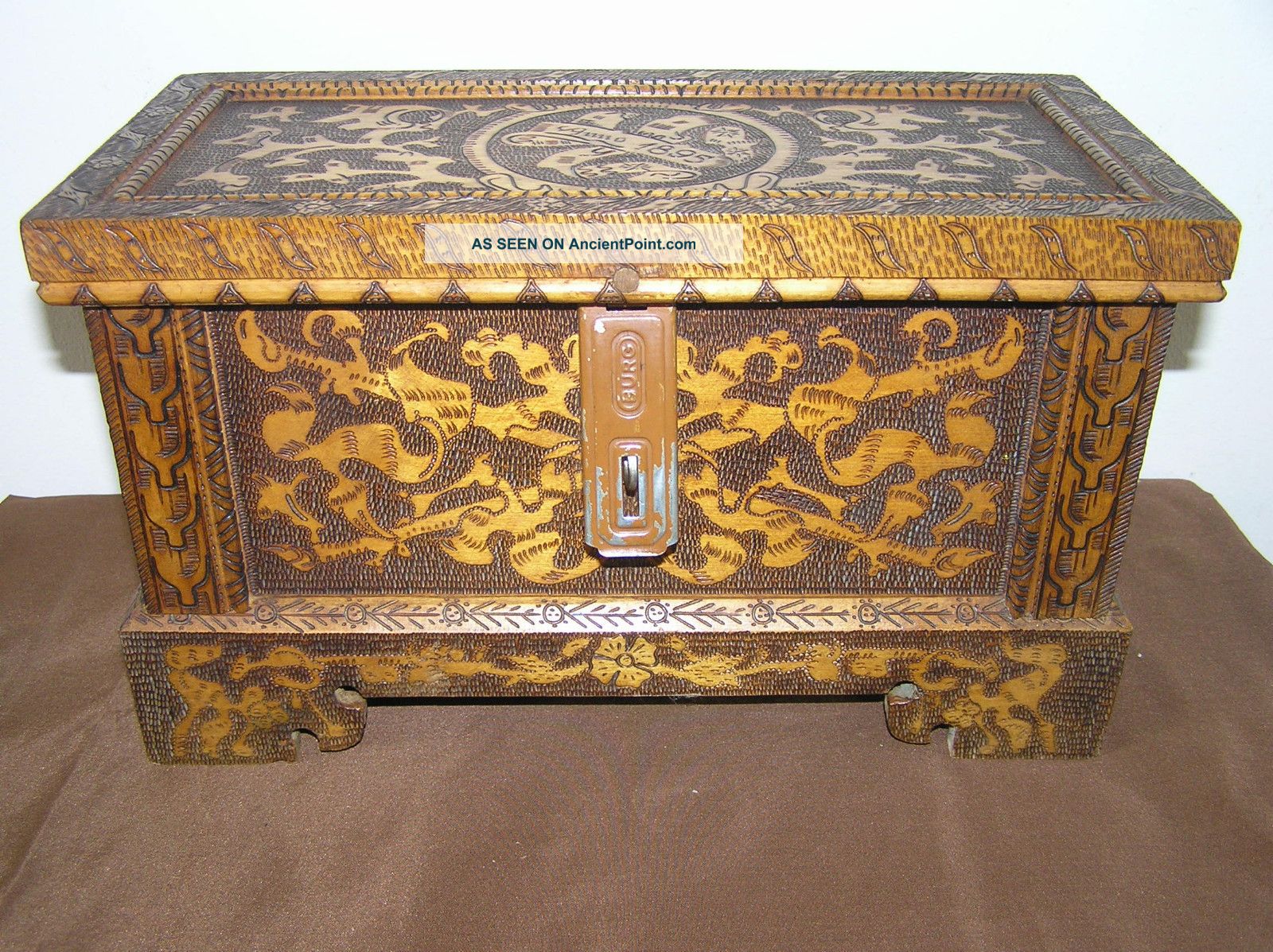 Old Hand Carved Wooden Box. Boxes photo