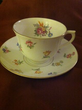 Vintage Cup & Saucer Calclough England Bone China Floral Great Gift Idea photo
