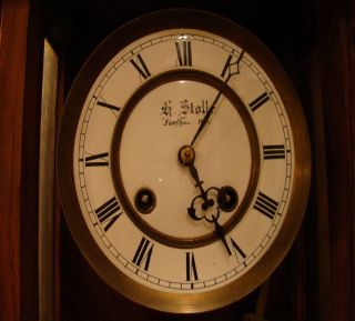 Antique German Dark Wall Clock Approximately 1890 Runs photo